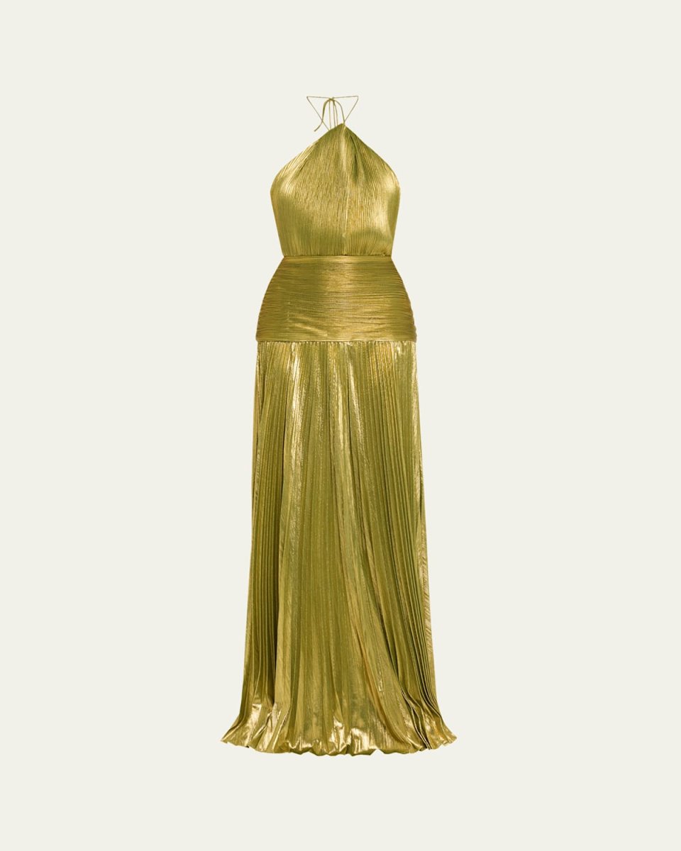 Thalia Metallic Halter Gown
